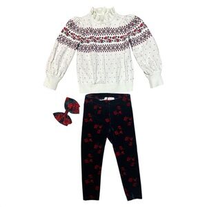 NWOT - Janie and Jack - Girls Rose Fair Isle Coordinating Set (2T)